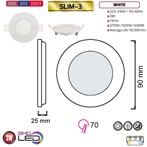 LED Panel Ultraslim weiss rund 3W