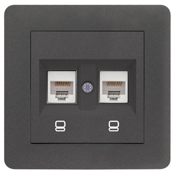 2 FACH DATEN NETZWERKDOSE CAT 5 RJ45 ( Einsatz + Deckel ) LUNIS ANTHRAZIT