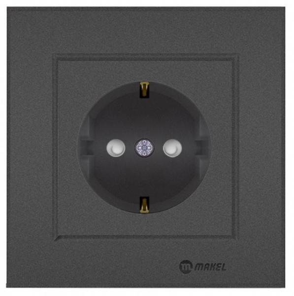 STECKDOSE MIT KINDERSICHERUNG ( Einsatz + Deckel ) LUNIS ANTHRAZIT