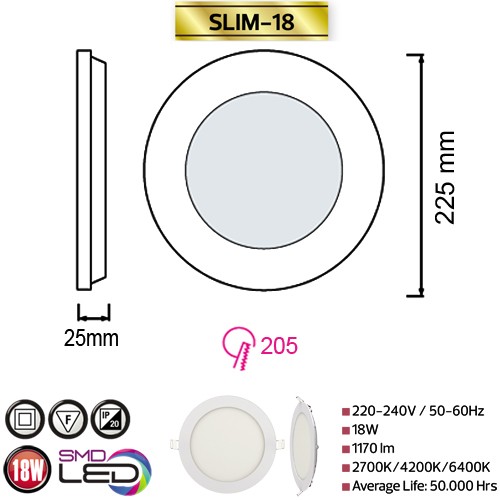 LED Panel Ultraslim weiss rund 18W