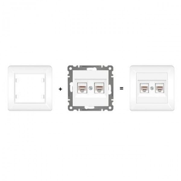 2 FACH DATENDOSE 2xRJ45 CAT6 ( Einsatz + Abdeckung ) LUNIS Alpinweiss