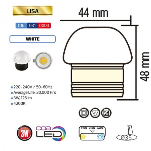LED Mini Einbaustrahler Modern Minispot Acrylglas Halbkugel 1W neutralweiss 4200K