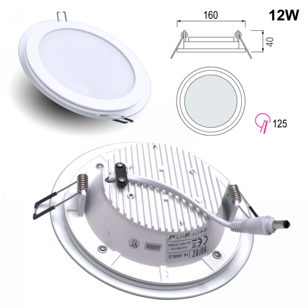 LED Glas Einbaustrahler Diamant rund 12W 6400K kaltweiss