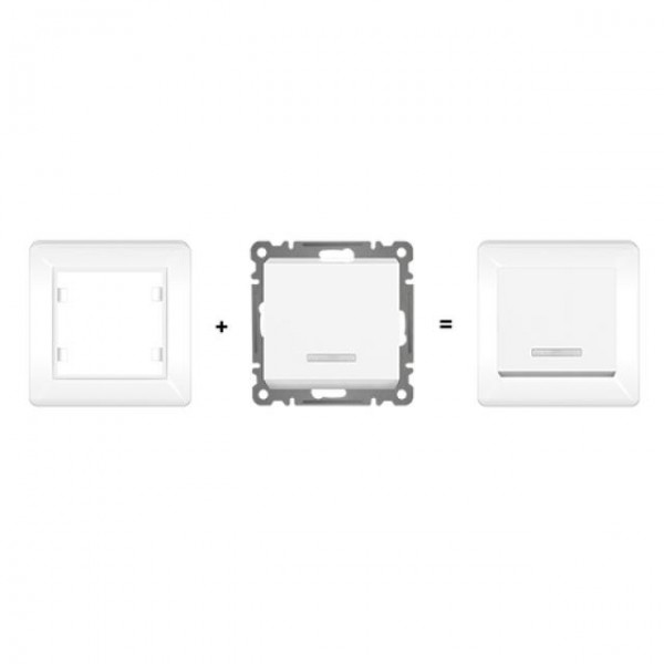 KREUZSCHALTER mit LED ( Einsatz + Wippe ) LUNIS Alpinweiss