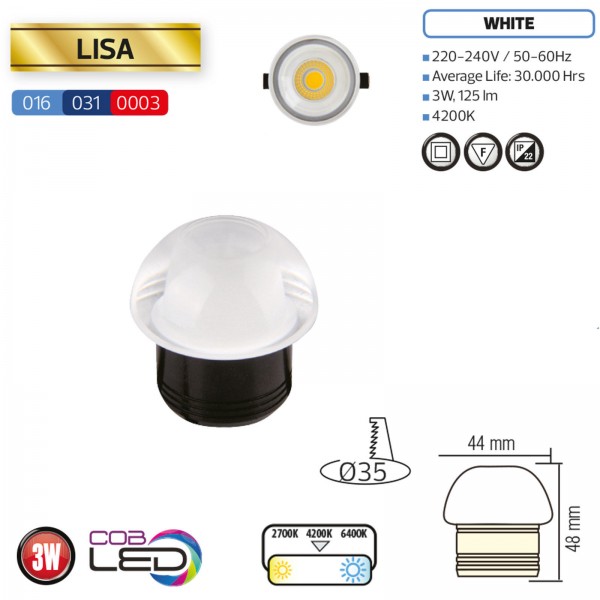 LED Mini Einbaustrahler Modern Minispot Acrylglas Halbkugel 1W neutralweiss 4200K