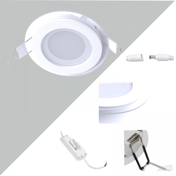 LED Glas Einbaustrahler Diamant rund 6W 6400K kaltweiss