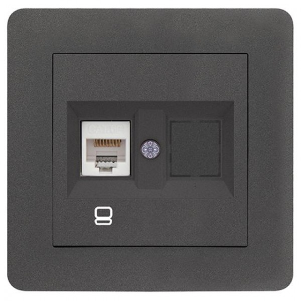 1 FACH DATEN NETZWERKDOSE CAT 5 RJ45 ( Einsatz + Deckel ) LUNIS ANTHRAZIT