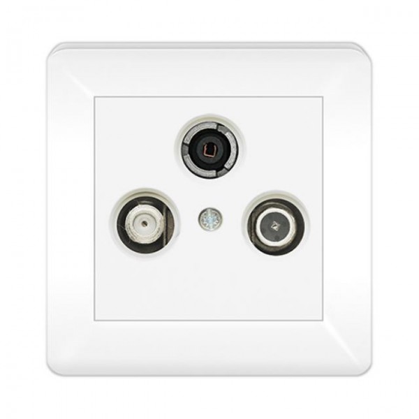 SAT-TV-Radio Dose END 1,5dB. ( Einsatz + Abdeckung ) LUNIS Alpinweiss