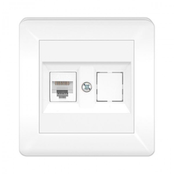 1 FACH DATENDOSE 1xRJ45 CAT6 ( Einsatz + Abdeckung ) LUNIS Alpinweiss