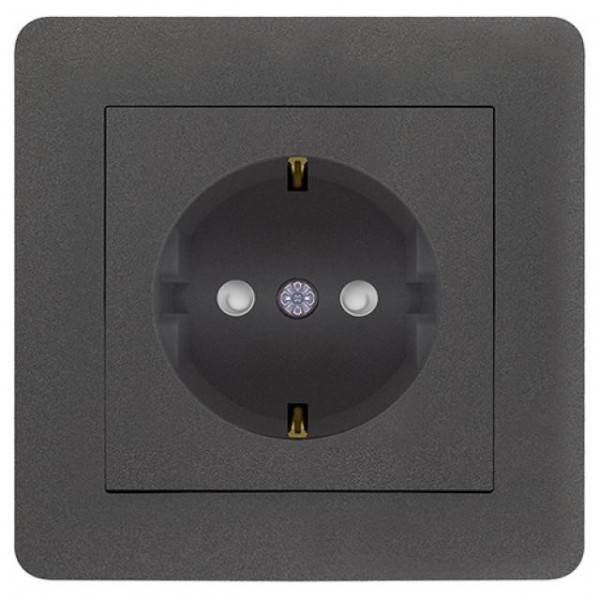 STECKDOSE MIT KINDERSICHERUNG ( Einsatz + Deckel ) LUNIS ANTHRAZIT