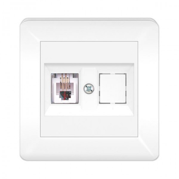 1 FACH WESTERN TELEFONDOSE ( Einsatz + Abdeckung ) LUNIS Alpinweiss