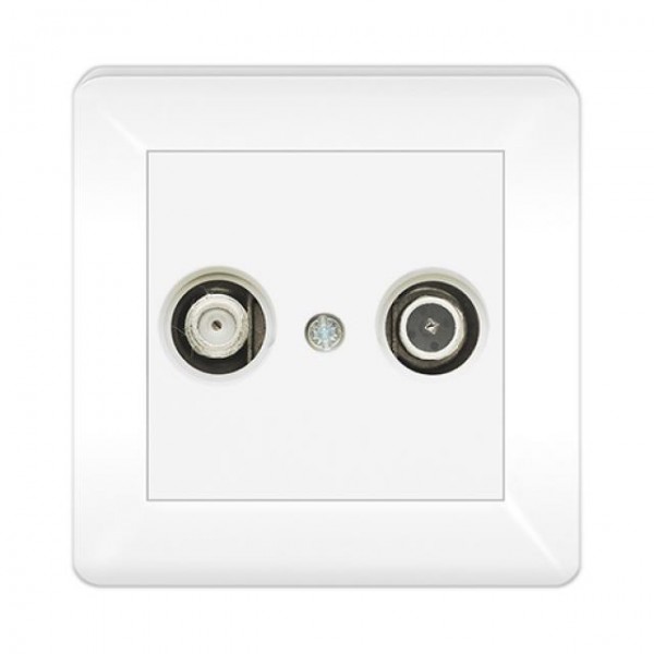 TV-SAT DOSE END 1dB ( Einsatz + Abdeckung ) LUNIS Alpinweiss