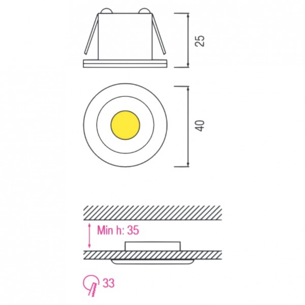 LED Mini Einbaustrahler Minispot starr 3W matt-chrom neutralweiss 4200K
