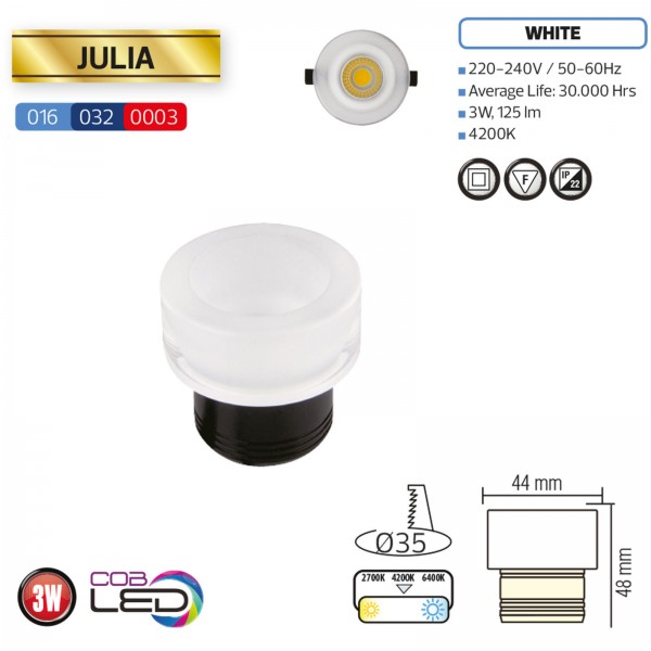 LED Mini Einbaustrahler Modern Minispot Acrylglas zylindrisch 1W neutralweiss 4200K