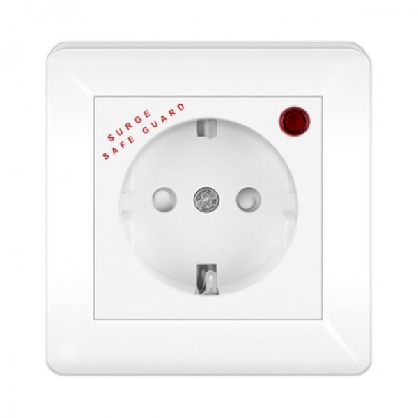 STECKDOSE MIT ÜBERSPANNUNGSSCHUTZ ( Einsatz + Abdeckung ) LUNIS Alpinweiss