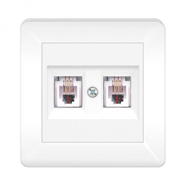 2 FACH WESTERN TELEFONDOSE ( Einsatz + Abdeckung ) LUNIS Alpinweiss