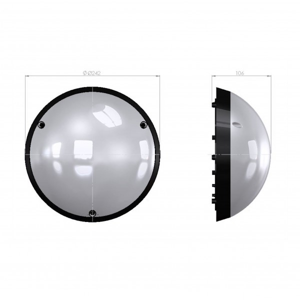 Sensor-Außenleuchte Vollmond OPAL mit Infrarot-Minisensor schwarz 12W