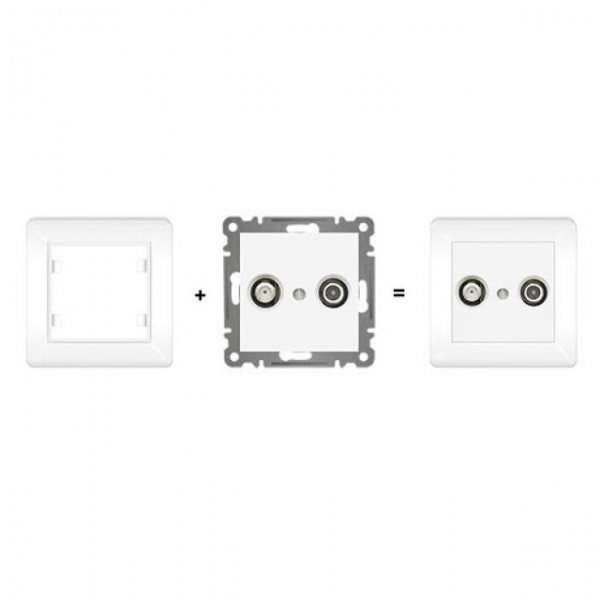 TV-SAT DOSE END 1dB ( Einsatz + Abdeckung ) LUNIS Alpinweiss