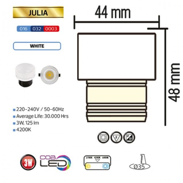 LED Mini Einbaustrahler Modern Minispot Acrylglas zylindrisch 1W neutralweiss 4200K