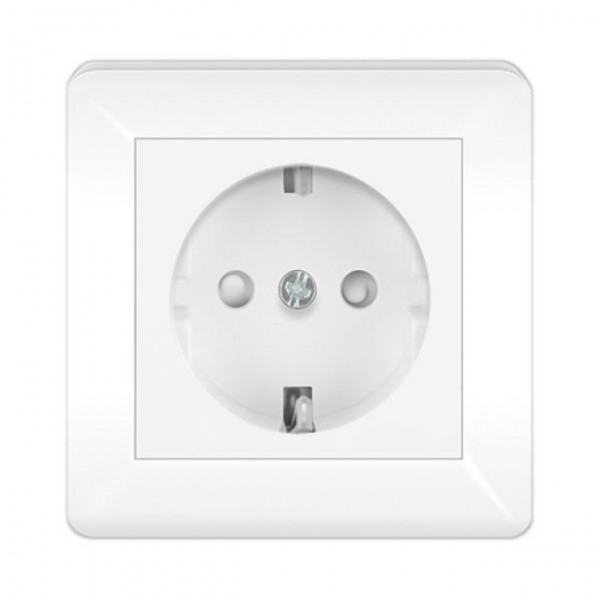 STECKDOSE MIT KINDERSICHERUNG ( Einsatz + Abdeckung ) LUNIS Alpinweiss